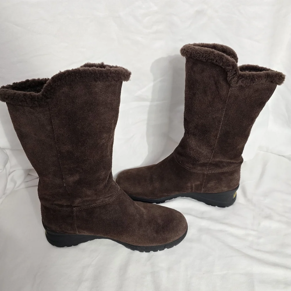 Lauren Ralph Lauren Tadina Brown Suede Nubuck Lamb Fur Shearling Boots s…
